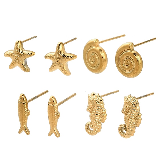 304 из нержавеющей стали серьги, золотые