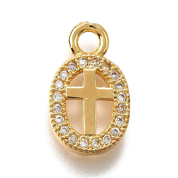 Латунные микро проложить кубического циркония подвески, овальные с поперечными прелести