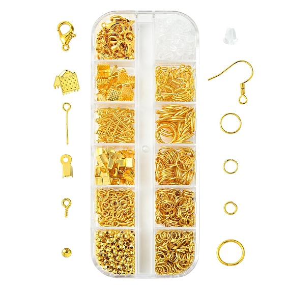 Наборы для изготовления ювелирных изделий своими руками, в том числе застежки-клешни из цинкового сплава, железное открытое кольцо, булавки, обжимной конец, бусины и крючки для сережек, пластиковые гайки для ушей