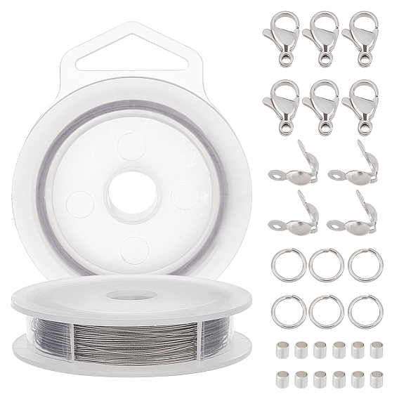 Набор для самостоятельного изготовления бисерных украшений, включить латунные обжимные бусины, 304 из нержавеющей стали советы шарик, застежка когтя омара, Кольца прыжок, Проволока для тигра