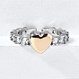 Латунные микро проложить манжеты кольца кубического циркония, без кадмия и без свинца, сердце
