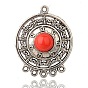 Alloy Resin Chandelier Component Links, Flat Found, Antique Silver,  1/5 Loop, 39x31x7.5mm, Hole: 2mm