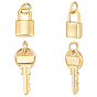 24 шт 2 стили латунные подвески, Замок и ключ, с прыжковых колец, долговечный, без свинца и без кадмия