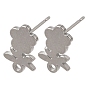 304 Stainless Steel Stud Earring Findings, Flower, with Loop