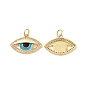Eye Brass Micro Pave Clear Cubic Zirconia Charms, with Jump Rings and Enamel, Cadmium Free & Nickel Free & Lead Free