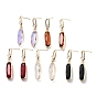 Oval Light Gold Brass Micro Pave Cubic Zirconia Stud Earrings, Glass Drop Earrings