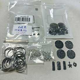 DIY-Schlüsselanhänger-Set mit inspirierenden Worten, einschließlich Legierungsanhänger, Eisen gespaltene Schlüsselringe & Biegeringe, Rechteck & Herz & Stern