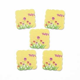 Acrylic Cabochons, for Hair Pins, Hair & Earrings Accessories, Square with Flower Pattern