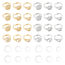 Набор для самостоятельного изготовления колец-куполов, в том числе 304 настройки кольцевых прокладок из нержавеющей стали, Кабошоны из стекла