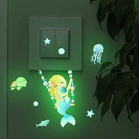 Luminous PVC Adhesive Wall Stickers, Glow in Dark, Waterproof Switch Decorative Decals for Wall Docoration