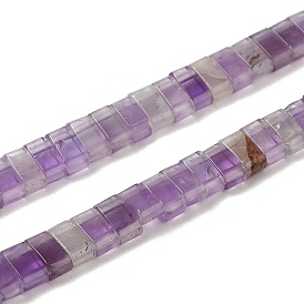 Natural Amethyst Beads Strands, 2-Hole, Rectangle