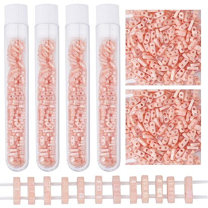 200шт 2стеклянный бисер с отверстием, непрозрачные радужные цвета , прямоугольные