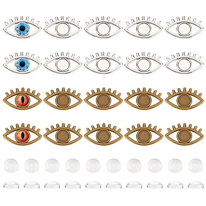 DIY Jewelry Making Finding Kits, Including Eye Alloy Enamel Pendant Settings, Glass Cabochons