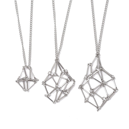 3шт 3 размеры мешочек из нержавеющей стали для макраме пустой держатель для камней для изготовления ожерелья