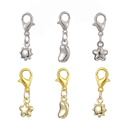 Star/Moon/Sun Alloy Pendant Decoraiton, with Zinc Alloy Lobster Claw Clasps