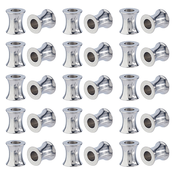 40шт 202 европейские бусины из нержавеющей стали, бусины с большим отверстием, колонка