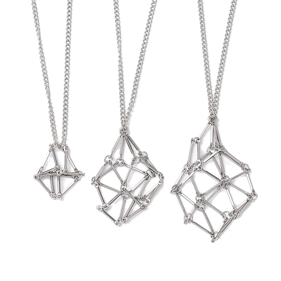 3шт 3 размеры мешочек из нержавеющей стали для макраме пустой держатель для камней для изготовления ожерелья