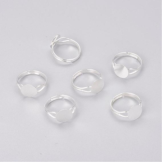 Adjustable Brass Finger Ring Settings, Pad Ring Base Findings, Round, 17mm