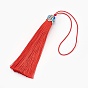 Polyester Tassel Pendant Decorations, with Cloisonne Findings