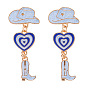Western Cowboy Hat and Boots Heart-shaped Alloy Oil Drop Earrings Women's Jewelry