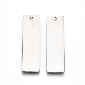 201 Stainless Steel Pendants, Stamping Blank Tag, Rectangle