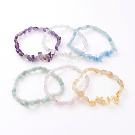 Natural Gemstone Beads Stretch Bracelets, Chips & Nuggets