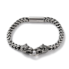 304 Stainless Steel Wheat Chain Leopard Magnetic Bracelets for Men