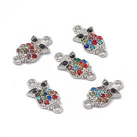 Alloy Rhinestones Connector Charms, Owl Links, Mixed Color
