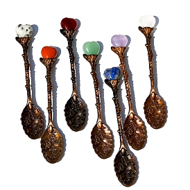 Alloy Spoons, with Gemstone Beads