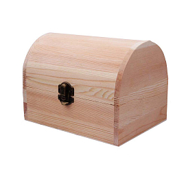 Caja de almacenamiento de madera sin terminar, con cierre de seguridad, arco