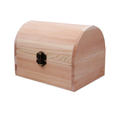 Unfinished Wooden Storage Box, with Lock Clasp, Arch