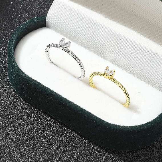 Кольца-манжеты с прозрачным кубическим цирконием в форме сердца, украшения из латуни для женщин, долговечный, стойки покрытие, без свинца и без кадмия