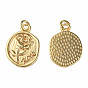 Messing Anhänger & Charms, mit Ringe springen, Nickel frei, flache runde mit rose & wort rose