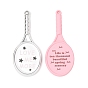 Opaque Printed Acrylic Big Pendants, Tennis Racket with Word Charms