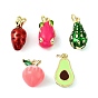 Латунные эмалевые подвески с фруктами, с целью перехода в кольце, долговечный, без кадмия и без свинца, стойки покрытие, реальный 18 k позолоченный