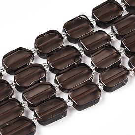Natural Ice Obsidian Beads Strands, with Seed Beads, Rectangle