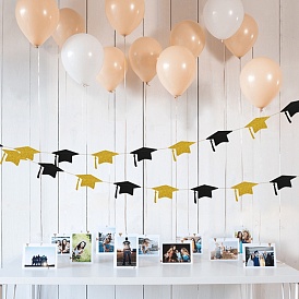 Graduation Theme Paper Flags, Trencher Cap Hanging Banners, for Party Home Decorations
