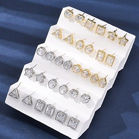 Серьги-гвоздики из латунного микро-паве, стойки покрытие, долговечный, без кадмия и без свинца