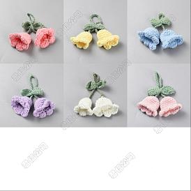 6pcs 6 couleurs décorations pendentif muguet crochetées en fil de coton fait main, pour la voiture, sac, ornement à suspendre pour porte-clés