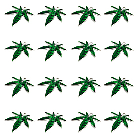 16 шт. Подвески из сплава эмали, форма листа, зелёные