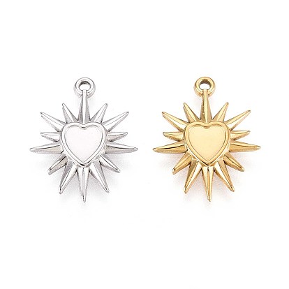 304 Настройки кабошон из нержавеющей стали кулон, ионное покрытие (ip), солнце