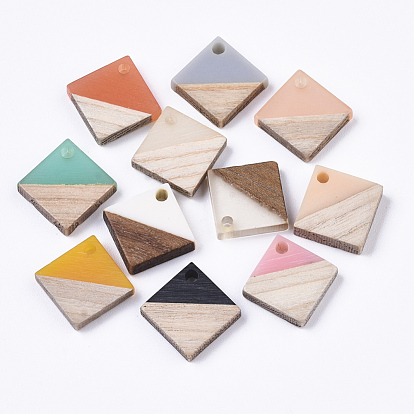 Resin & Wood Pendants, Rhombus
