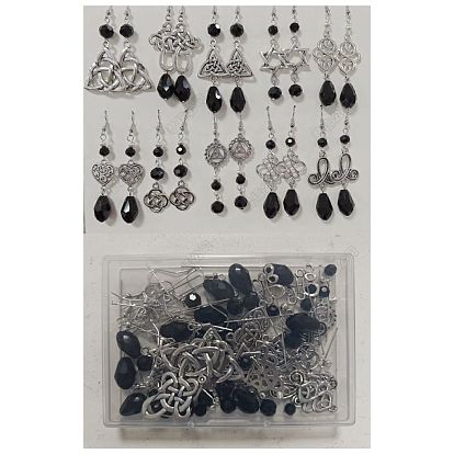 Kits de fabrication de boucles d'oreilles pendantes en alliage et verre à faire soi-même