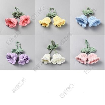 6pcs 6 couleurs décorations pendentif muguet crochetées en fil de coton fait main, pour la voiture, sac, ornement à suspendre pour porte-clés