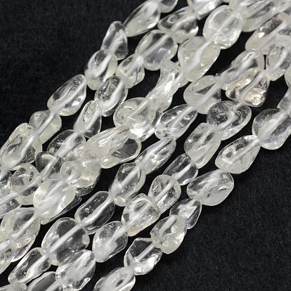 Natural Quartz Crystal Beads Strands, Rock Crystal Beads, Tumbled Stone, Nuggets