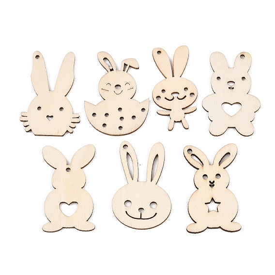 7 деревянные подвески, кролика прелести