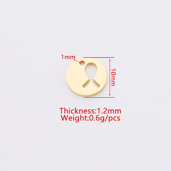 Амулеты из нержавеющей стали, плоский круглый с ленточными подвесками для повышения осведомленности