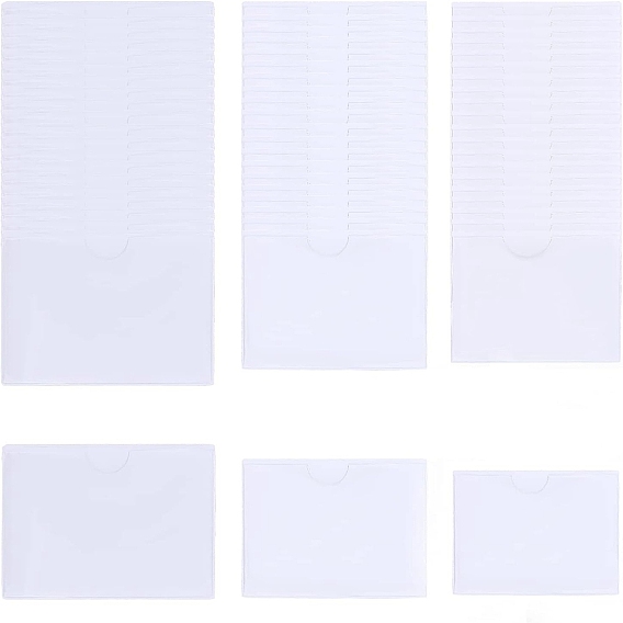 45Pcs Rectangle PVC Transparent Pouch, Self-adhesive Price Tag Label Bag