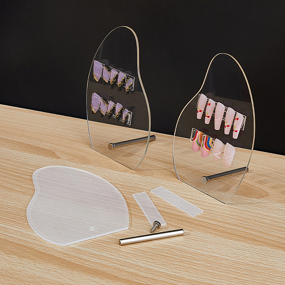 4 Sets Acrylic Nail Art Display Board, for False Nails Tips Show Stand