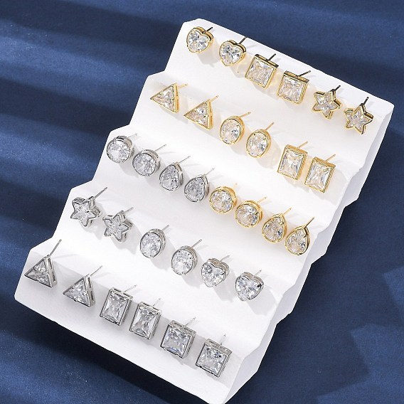 Серьги-гвоздики из латунного микро-паве, стойки покрытие, долговечный, без кадмия и без свинца